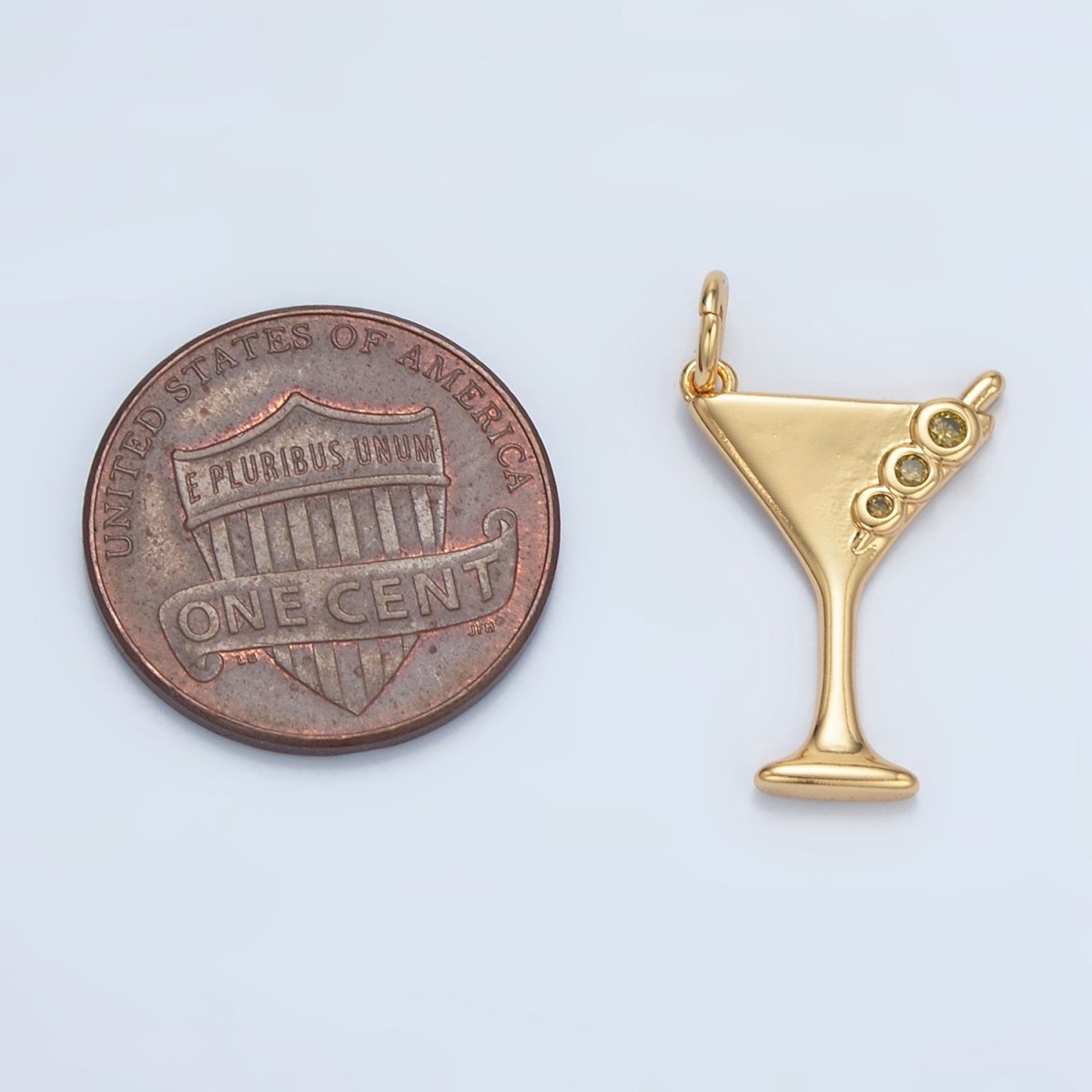 24K Gold Filled Martini Olive Alcohol Drink CZ Mini Charm in Gold & Silver | E311