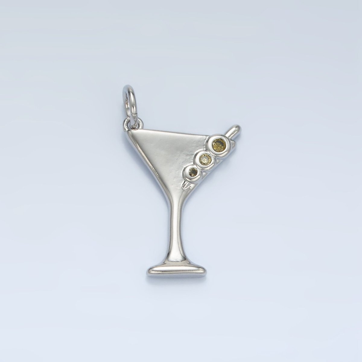 24K Gold Filled Martini Olive Alcohol Drink CZ Mini Charm in Gold & Silver | E311