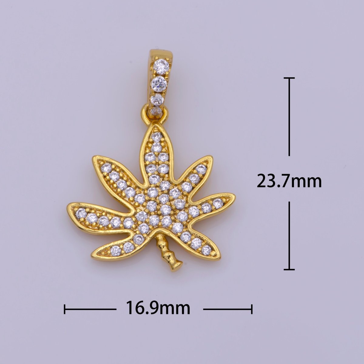 24K Gold Filled Mary Jane Pendant Micro Pave Leaf 420 Charm Jewelry Supply N-1448 - DLUXCA