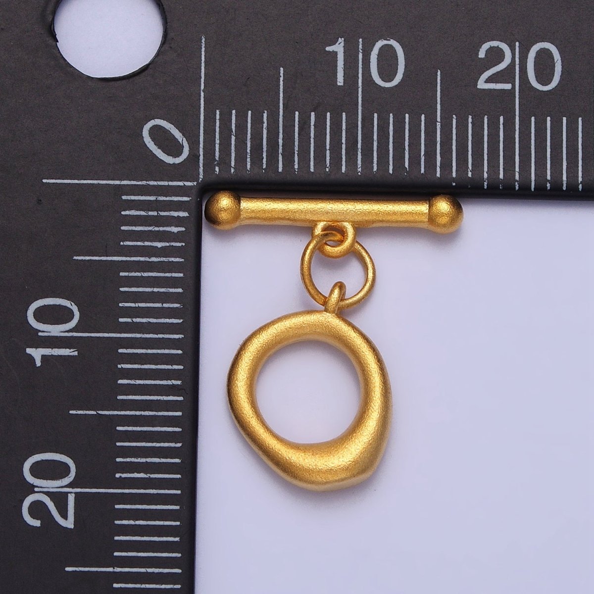 24K Gold Filled Matte Textured Round Geometric Toggle Clasps Jewelry Closure Supply | Z-073 - DLUXCA
