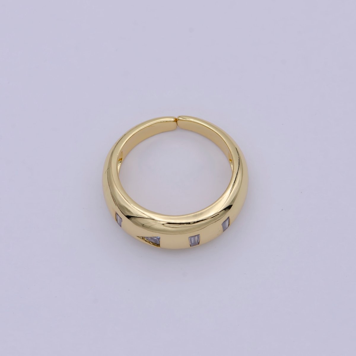 24K Gold Filled Media Icon Adjustable Ring, Pause & Skip Ahead Button with Multicolor/Clear CZ Cubic Zirconia Cuff Ring in Gold & Silver S-312 S-314 U-379 U-380