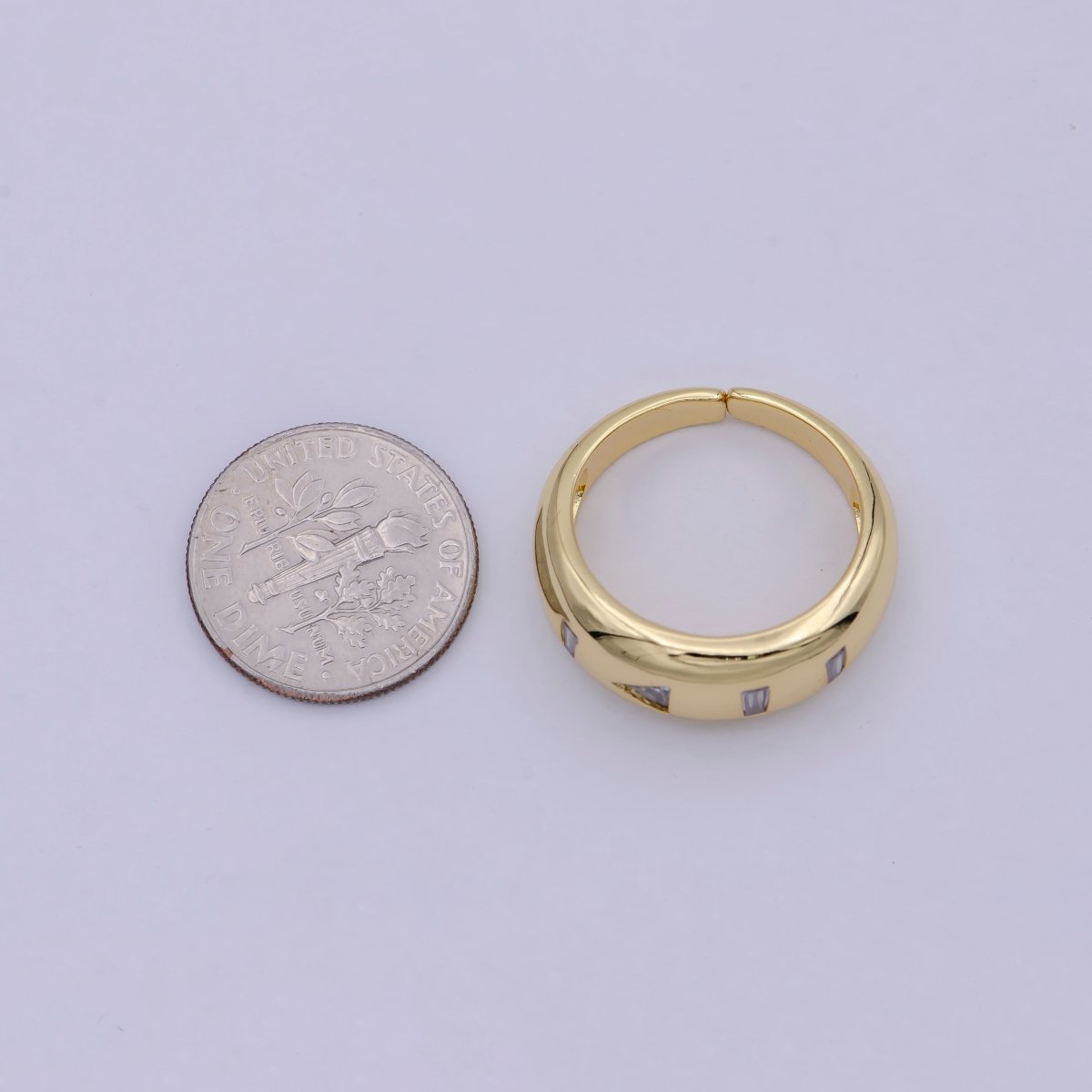 24K Gold Filled Media Icon Adjustable Ring, Pause & Skip Ahead Button with Multicolor/Clear CZ Cubic Zirconia Cuff Ring in Gold & Silver S-312 S-314 U-379 U-380