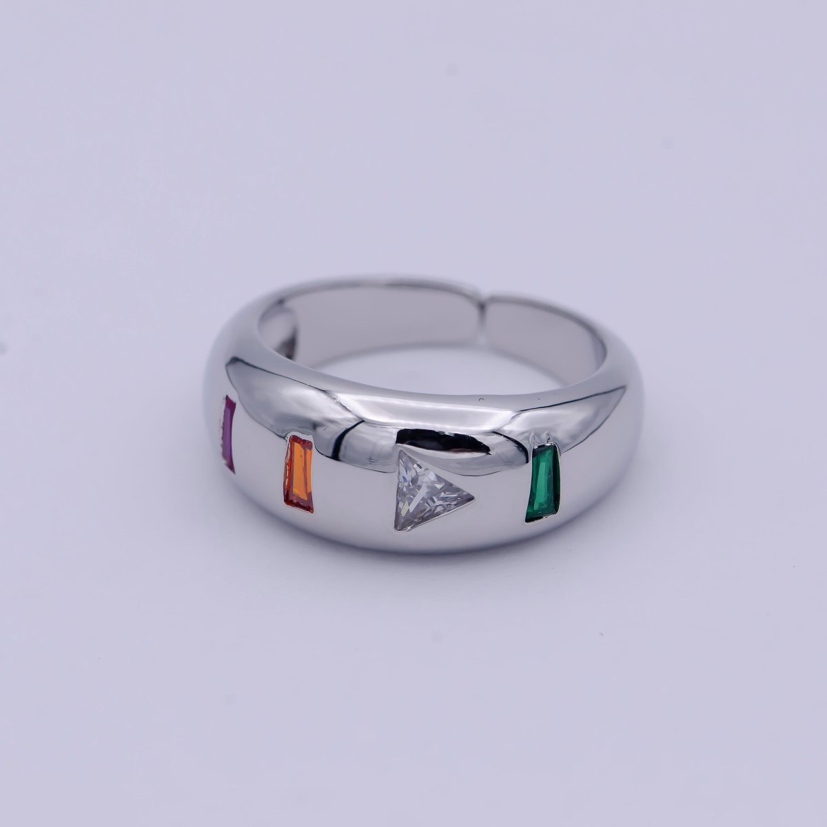 24K Gold Filled Media Icon Adjustable Ring, Pause & Skip Ahead Button with Multicolor/Clear CZ Cubic Zirconia Cuff Ring in Gold & Silver S-312 S-314 U-379 U-380