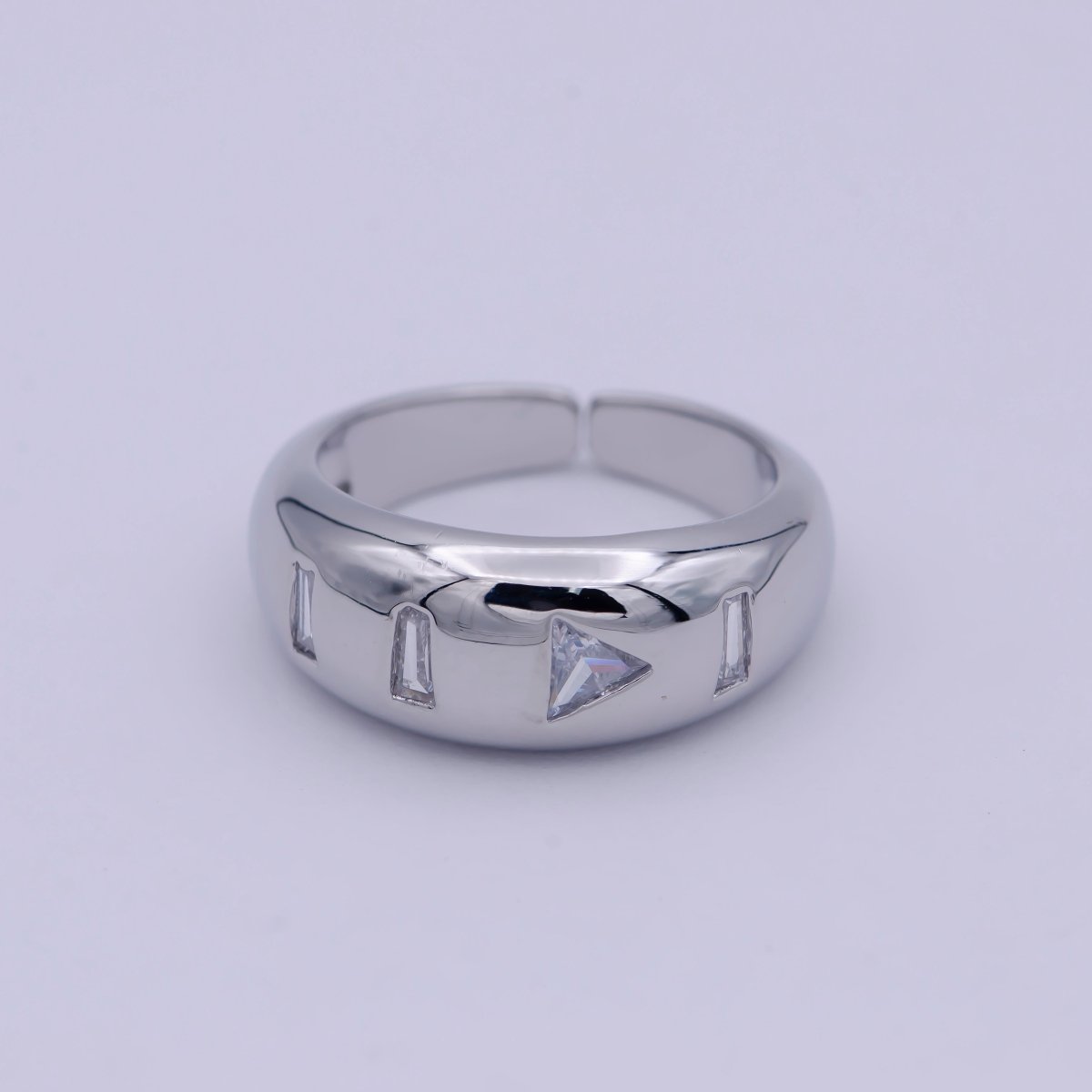 24K Gold Filled Media Icon Adjustable Ring, Pause & Skip Ahead Button with Multicolor/Clear CZ Cubic Zirconia Cuff Ring in Gold & Silver S-312 S-314 U-379 U-380