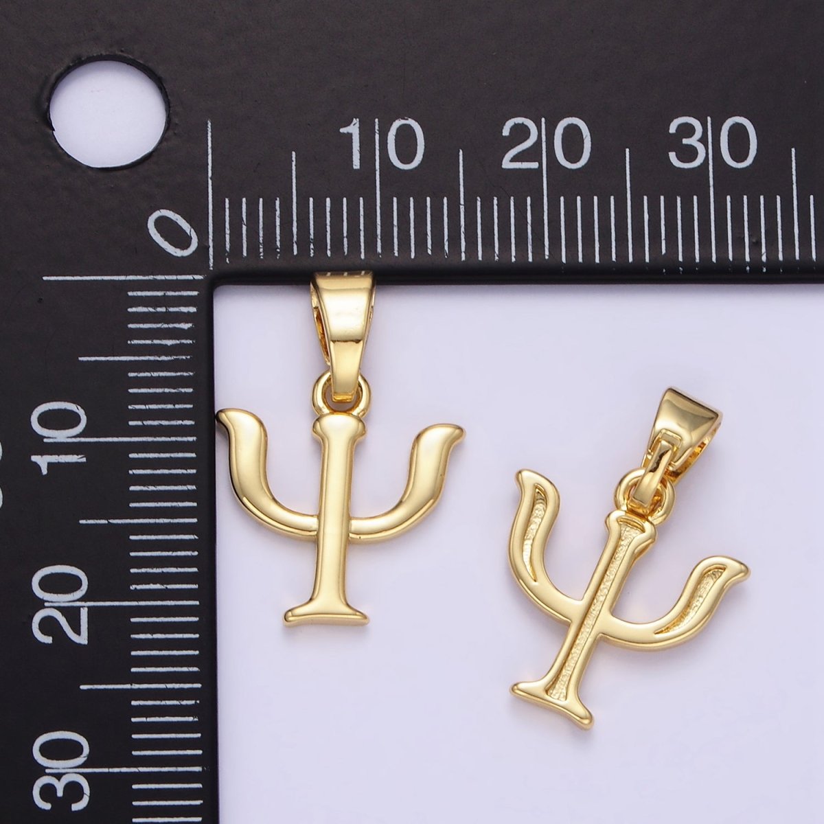 24K Gold Filled Medical "Psi" Greek Letter Script Minimalist Pendant | AA1351 - DLUXCA