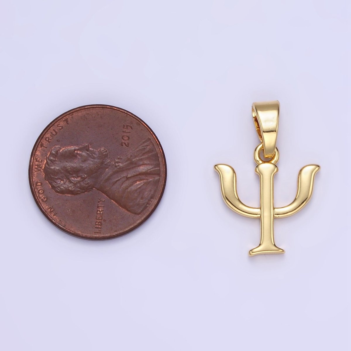 24K Gold Filled Medical "Psi" Greek Letter Script Minimalist Pendant | AA1351 - DLUXCA