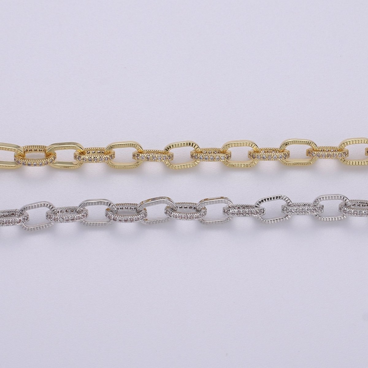 24K Gold Filled Micro Pave Chain CZ, CABLE Link Chain by Meter, Cubic Chunky Chain For Jewelry Making | WA-1375 Clearance Pricing