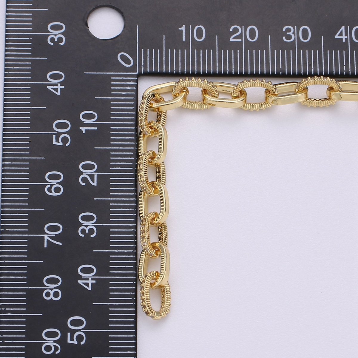 24K Gold Filled Micro Pave Chain CZ, CABLE Link Chain by Meter, Cubic Chunky Chain For Jewelry Making | WA-1375 Clearance Pricing
