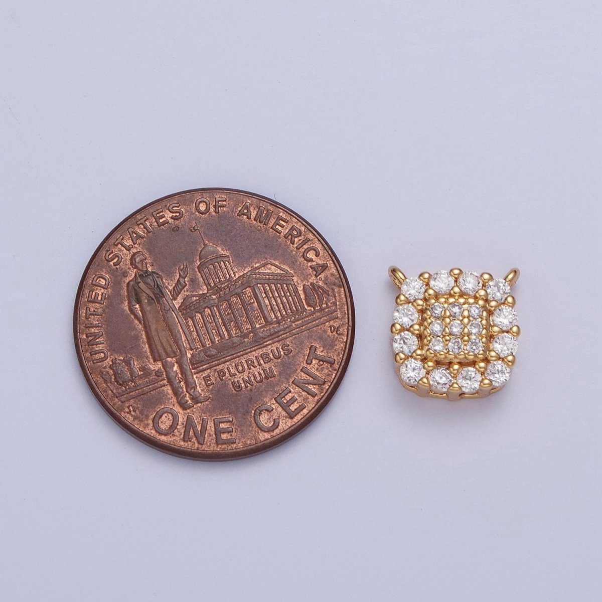 24K Gold Filled Micro Pave Cubic Zirconia Square Connector Charm For Jewelry Making F-605 - DLUXCA