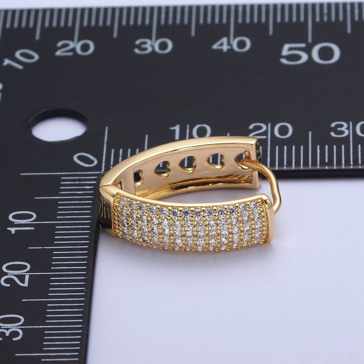 24K Gold Filled Micro Pave Cubic Zirconia Teardrop Triangle Huggie Hoop Earrings T-038 - DLUXCA