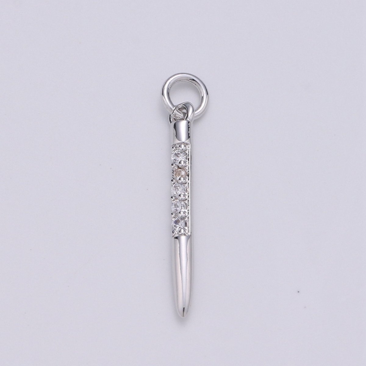 24k Gold Filled Micro Pave CZ Bullet Pendant Charm, Clear Micro Pave CZ Pendant Charm, Gold Filled Pendant, Silver Charm For DIY Jewelry D-622 D-623