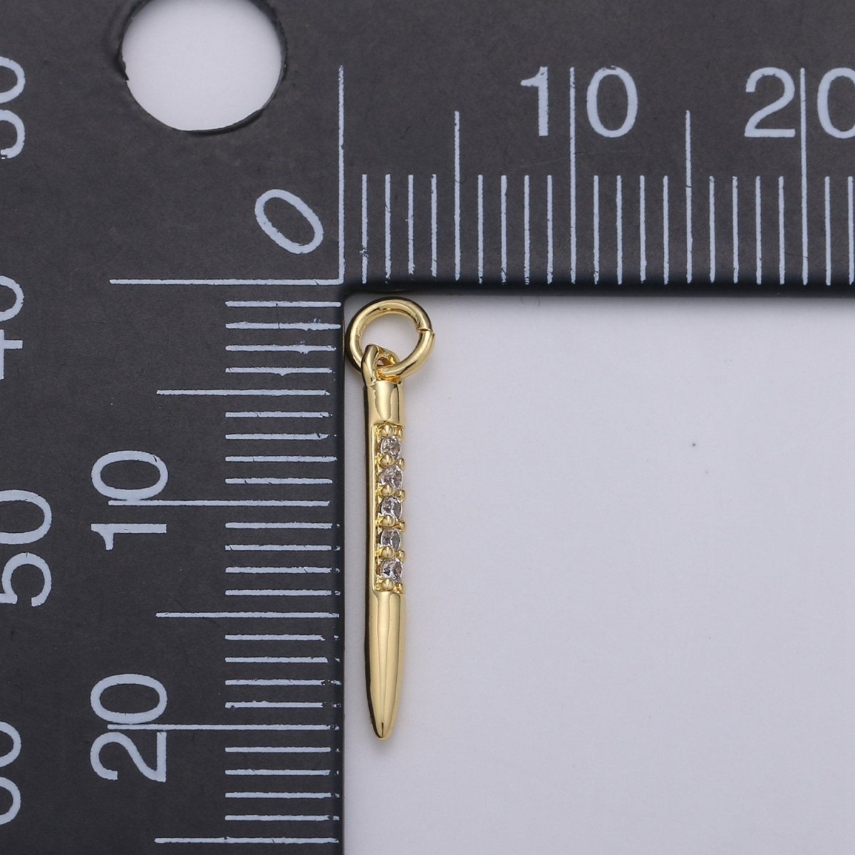 24k Gold Filled Micro Pave CZ Bullet Pendant Charm, Clear Micro Pave CZ Pendant Charm, Gold Filled Pendant, Silver Charm For DIY Jewelry D-622 D-623