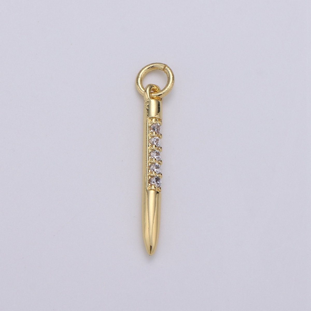 24k Gold Filled Micro Pave CZ Bullet Pendant Charm, Clear Micro Pave CZ Pendant Charm, Gold Filled Pendant, Silver Charm For DIY Jewelry D-622 D-623