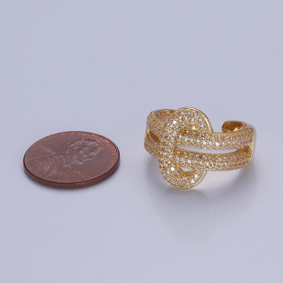 24K Gold Filled Micro Pave CZ Double Band Ring, Cubic Zirconia Ring in Silver & Gold O-2270  O-2271
