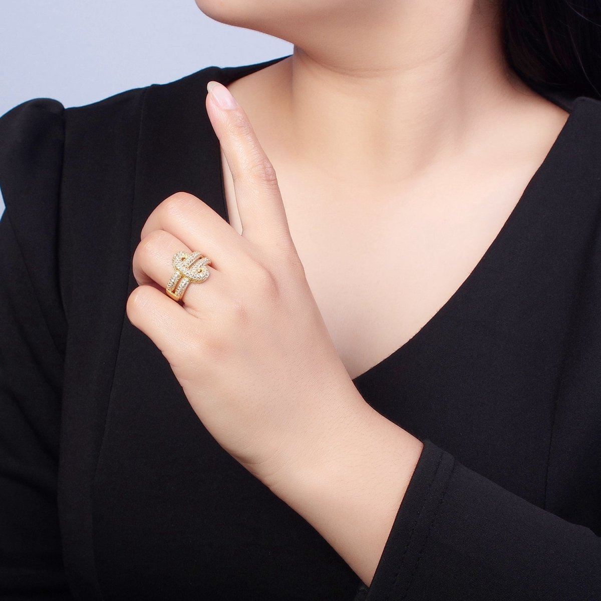 24K Gold Filled Micro Pave CZ Double Band Ring, Cubic Zirconia Ring in Silver & Gold O-2270  O-2271