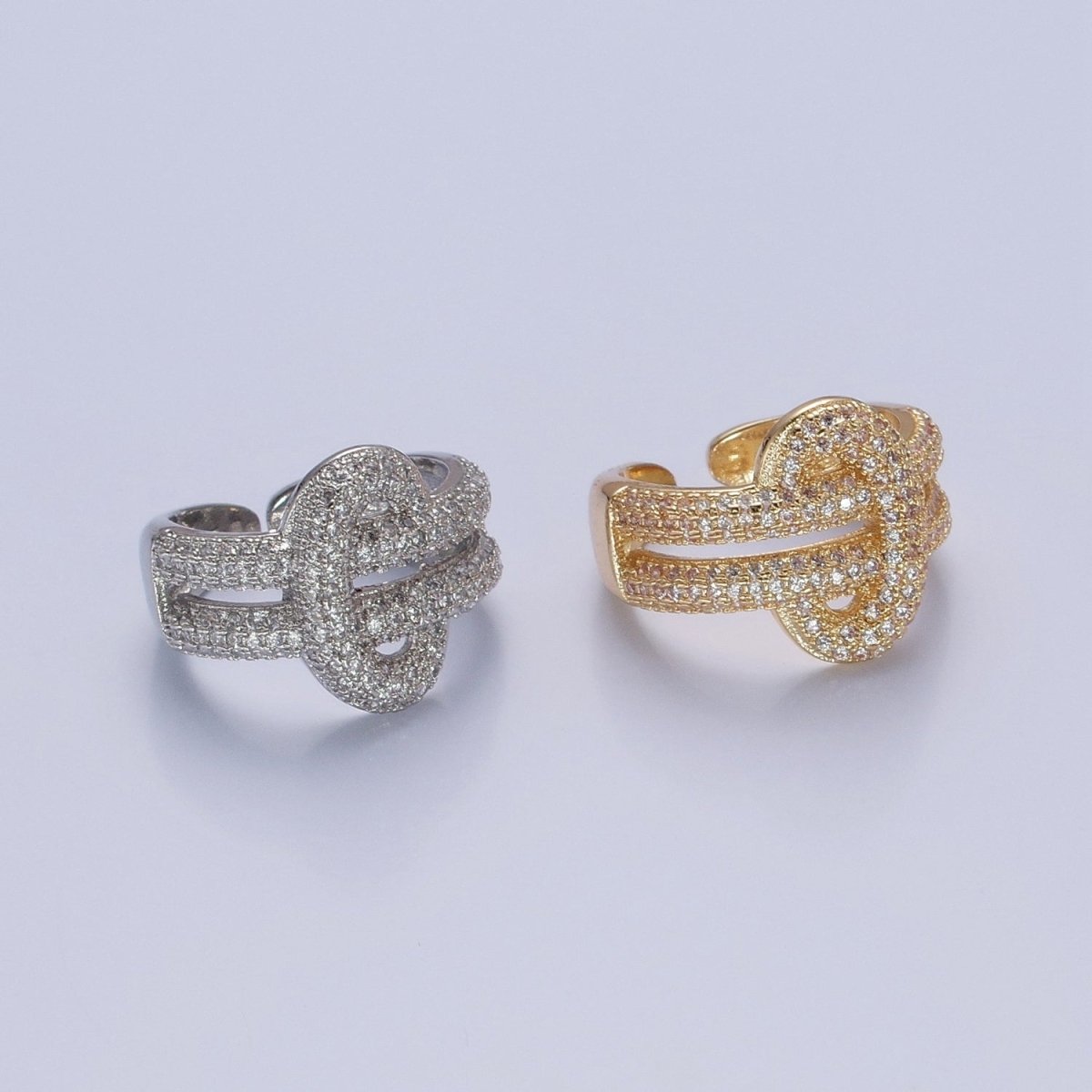 24K Gold Filled Micro Pave CZ Double Band Ring, Cubic Zirconia Ring in Silver & Gold O-2270  O-2271