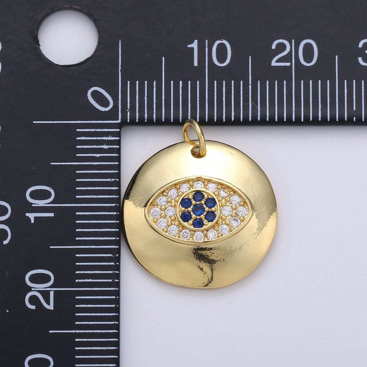 24k Gold Filled Micro Pave CZ Evil Eye Pendant Charm, Blue Eye of Ra Micro Pave CZ Pendant Charm, For Amulet Protection Jewelry D-244 - DLUXCA