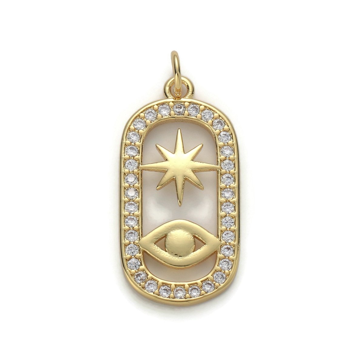 24k Gold Filled Micro Pave CZ Evil Eye Pendant Charm, Evil Eye Star Micro Pave CZ Pendant Charm, For DIY Jewelry D-162 - DLUXCA