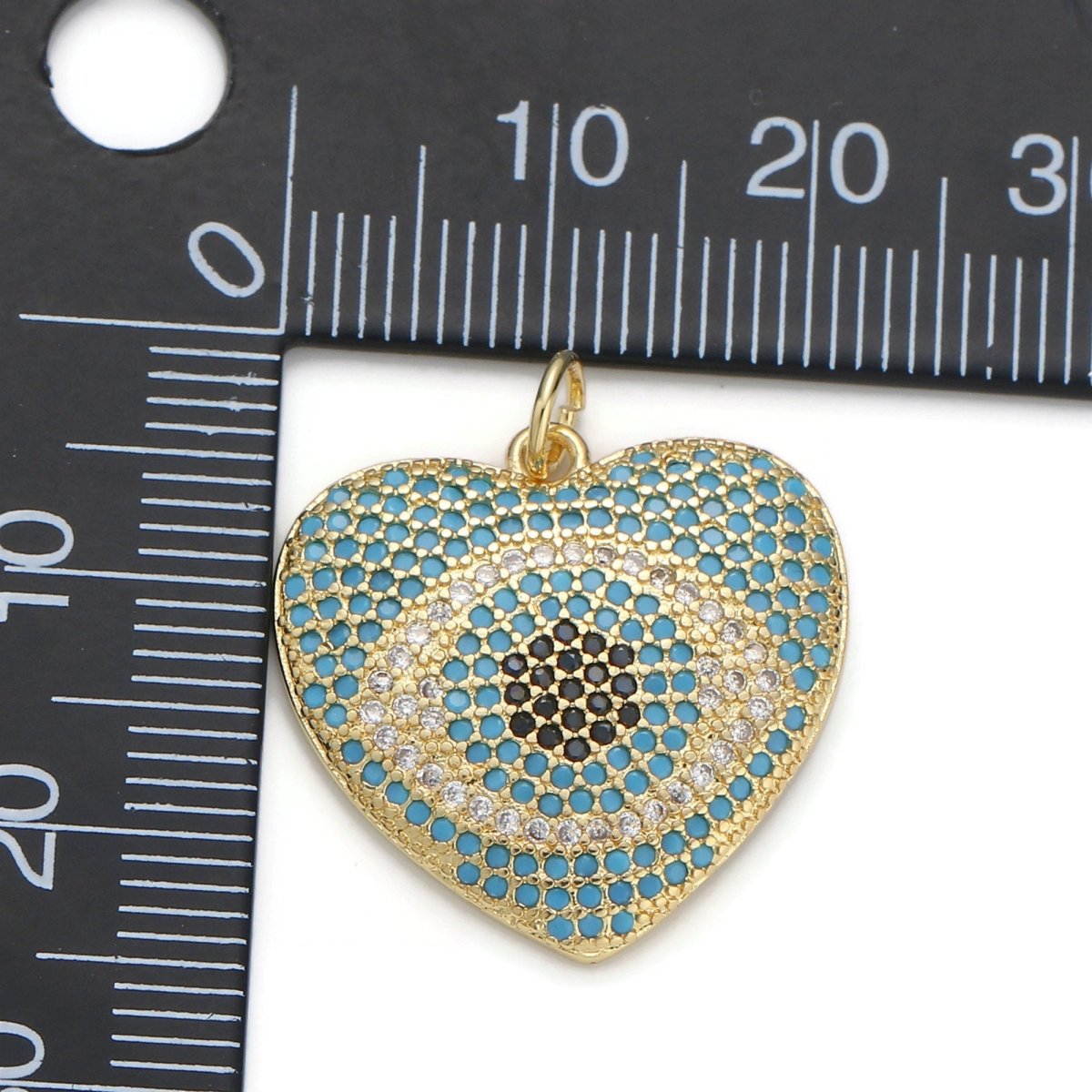 24k Gold Filled Micro Pave CZ Heart Pendant Charm, Eye in Heart Micro Pave CZ Pendant Charm, Gold Filled Pendant, For DIY Jewelry D-035