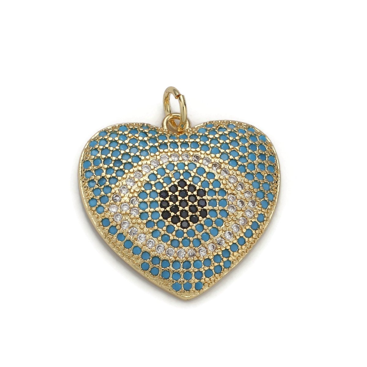 24k Gold Filled Micro Pave CZ Heart Pendant Charm, Eye in Heart Micro Pave CZ Pendant Charm, Gold Filled Pendant, For DIY Jewelry D-035