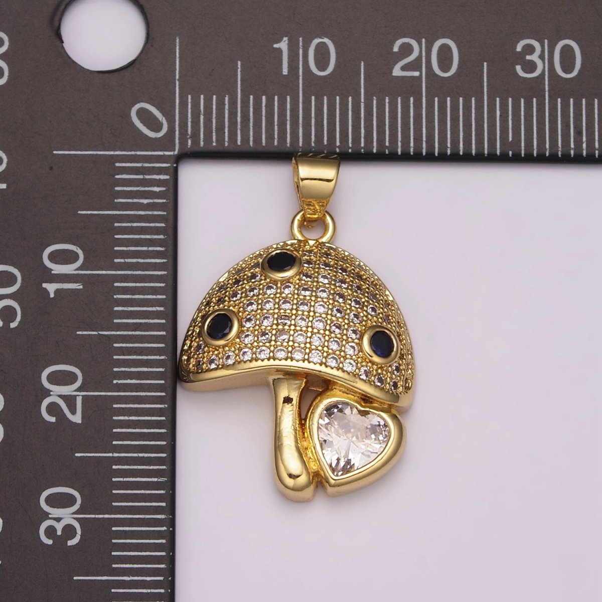 24K Gold Filled Micro Pave CZ Mushroom Pendant Charm Dainty CZ Magic Mushroom Pendant Charm Add on Pendant N-1484 - DLUXCA