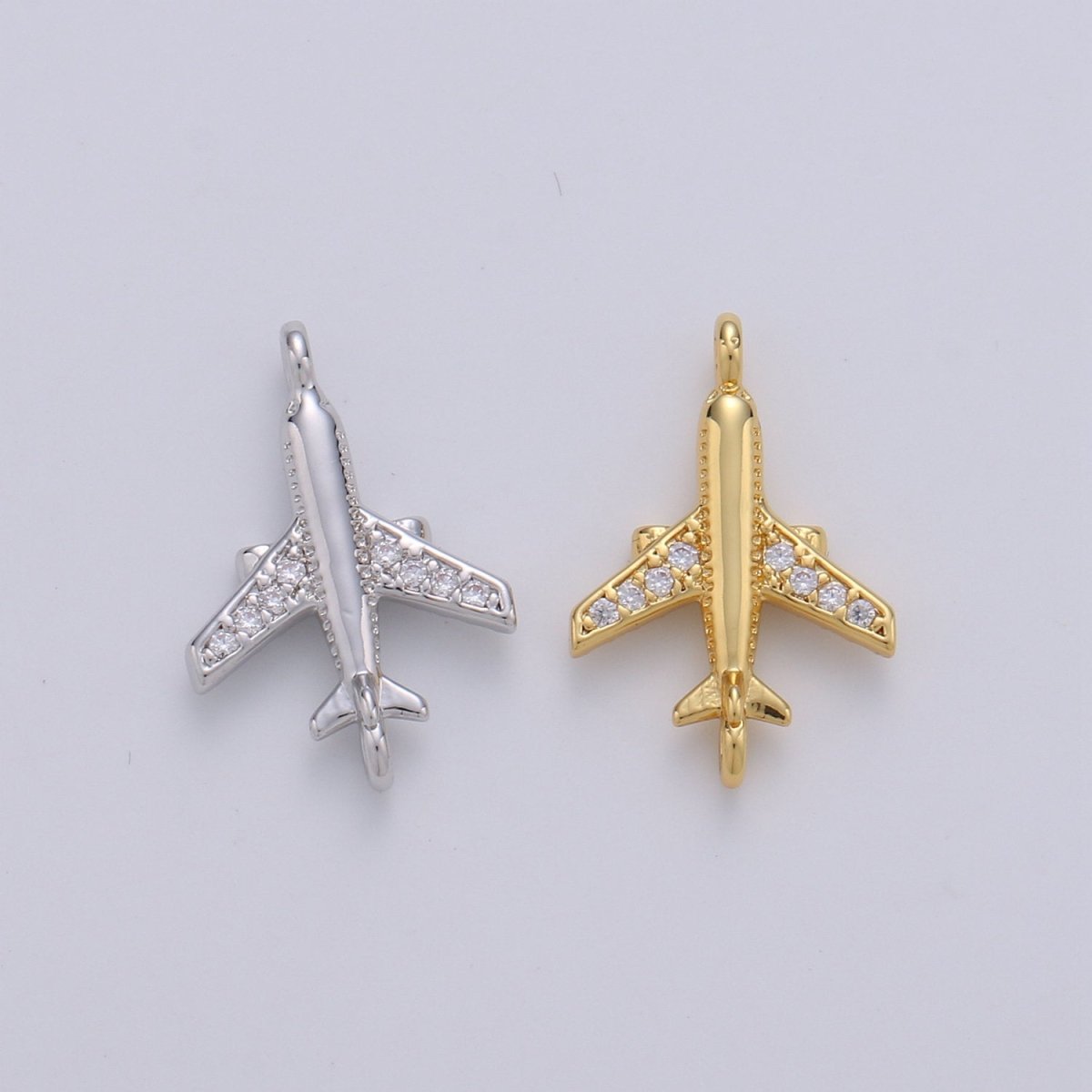 24k Gold Filled Micro Pave CZ Plane Charm Connector Micro Pave CZ Airplane Bracelet Connector For Bracelet Necklace Supply F-383 F-387