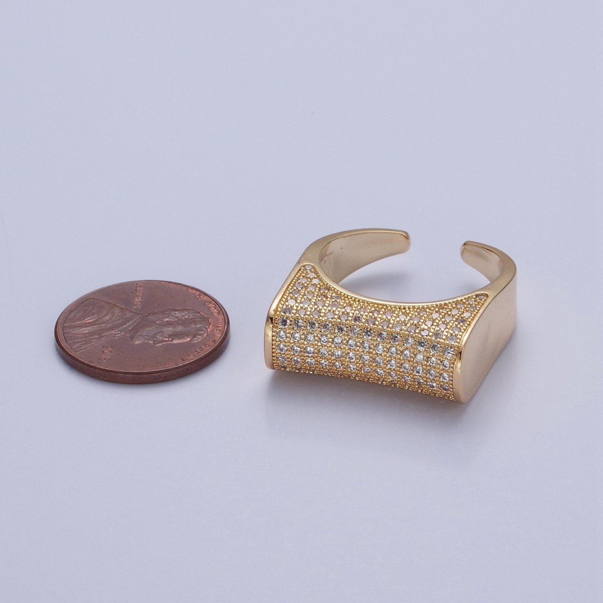 24K Gold Filled Micro Pave CZ Signet Ring in Silver & Gold O-2262 O-2263