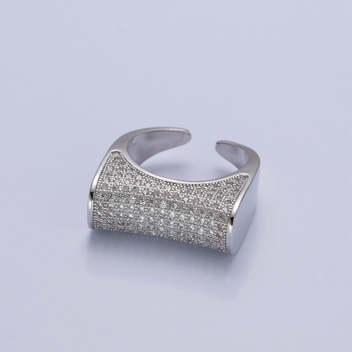 24K Gold Filled Micro Pave CZ Signet Ring in Silver & Gold O-2262 O-2263
