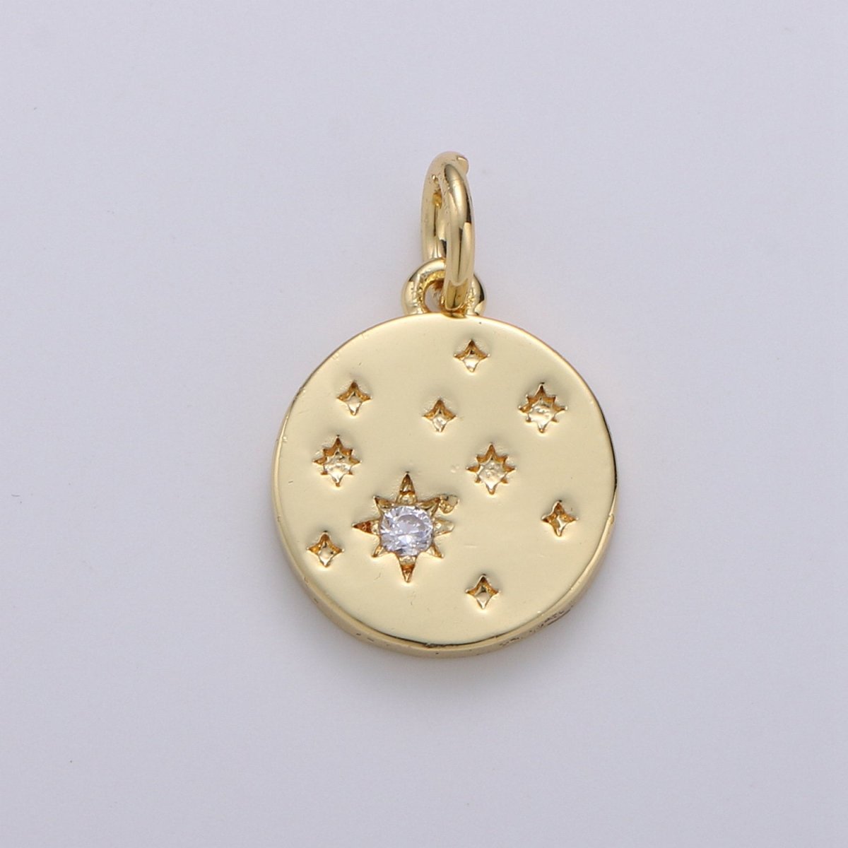 24k Gold Filled Micro Pave CZ Star Pendant Charm, Cubic Galaxy Micro Pave CZ Pendant Charm, Gold Filled Pendant, For Celestial Jewelry D-394 - DLUXCA