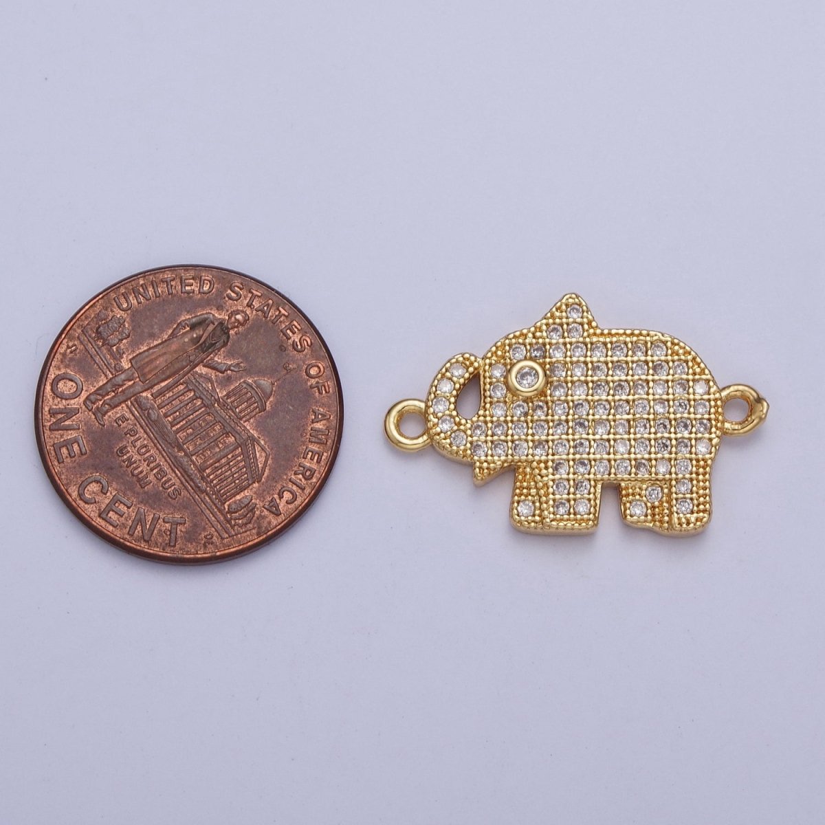 24K Gold Filled Micro Pave Elephant Forest Wildlife Safari Connector Charm For Jewelry Making F-485 - DLUXCA