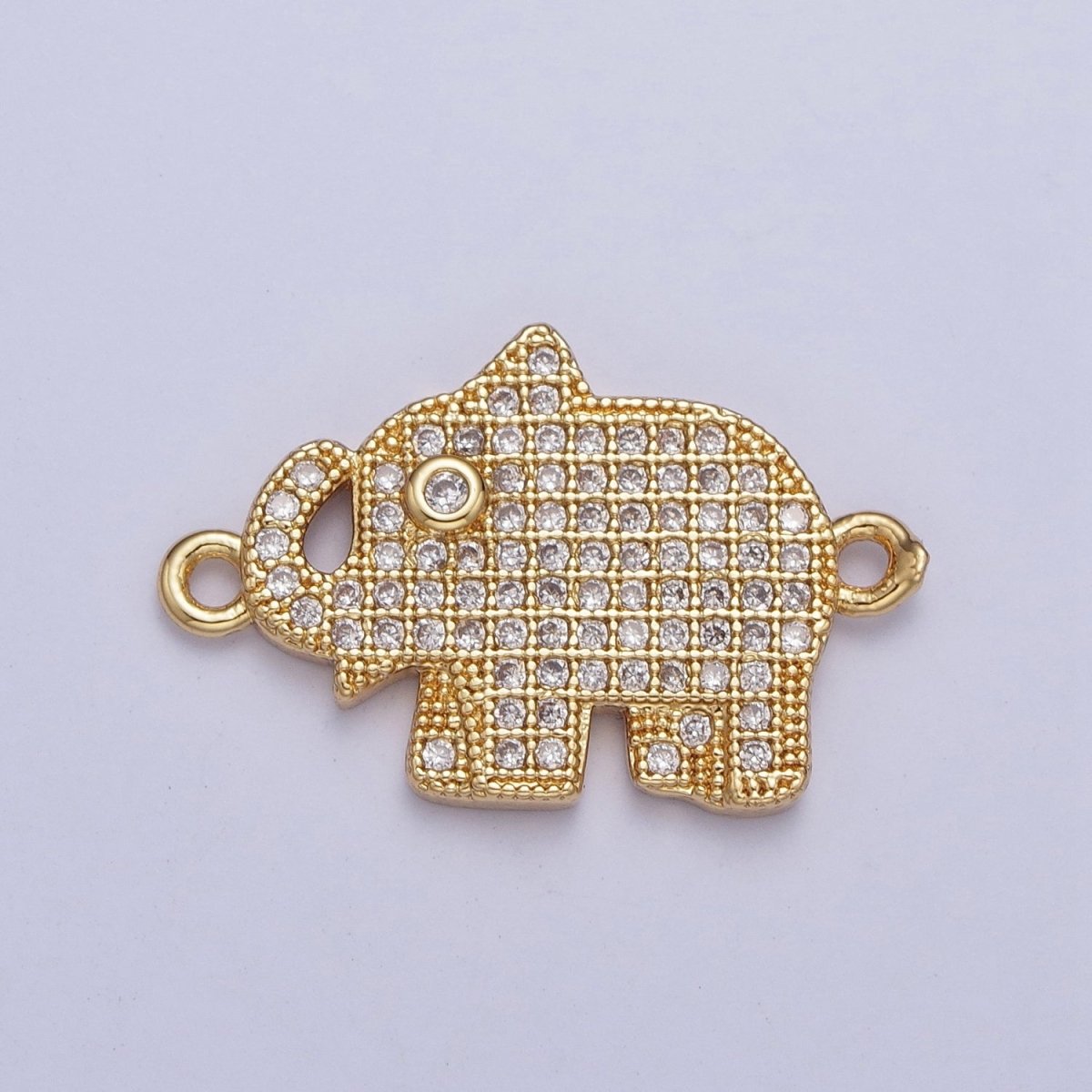 24K Gold Filled Micro Pave Elephant Forest Wildlife Safari Connector Charm For Jewelry Making F-485 - DLUXCA