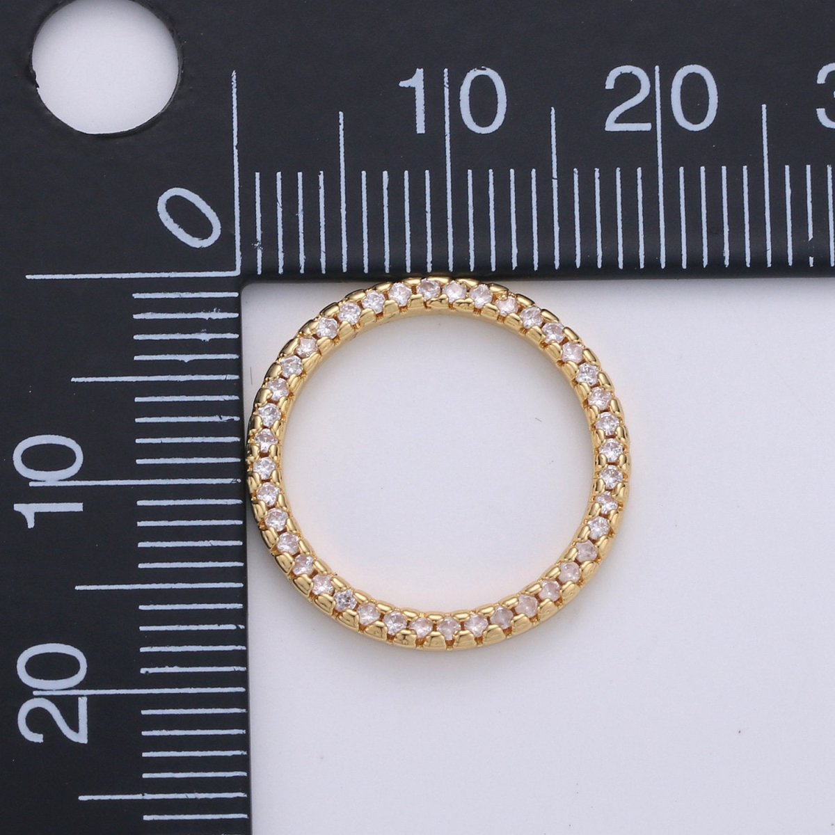 24k Gold Filled Micro Pave Geometric Charm Open Circle Charm, Ring Pendant, Eternity Jewelry, Infinity Circle for Necklace Component D-087 D-098