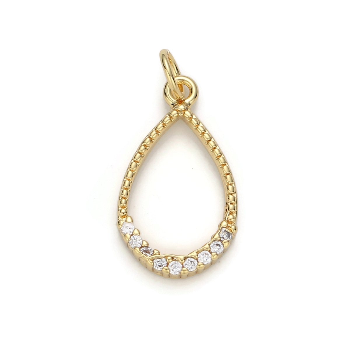 24k Gold Filled Micro Pave Geometric Oval Charm, Cubic Zirconia Geometric Oval Pendant Charm, Gold Filled Charm, For DIY Jewelry D-043 - DLUXCA