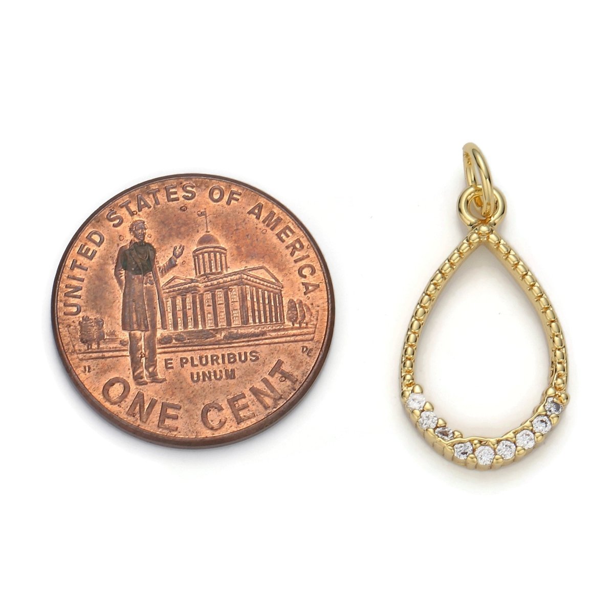 24k Gold Filled Micro Pave Geometric Oval Charm, Cubic Zirconia Geometric Oval Pendant Charm, Gold Filled Charm, For DIY Jewelry D-043 - DLUXCA
