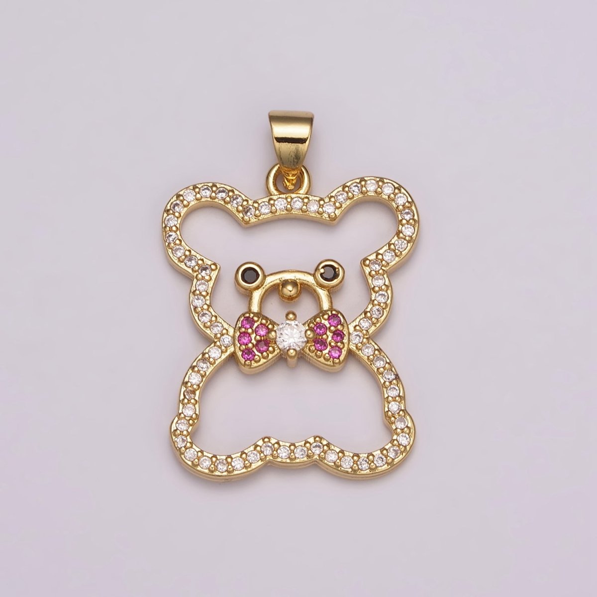 24K Gold Filled Micro Pave Gold Bear Charm Teddy Bear Charm Necklace Pendant / Keychain / Earrings / Kids Crafts N-1486 - DLUXCA