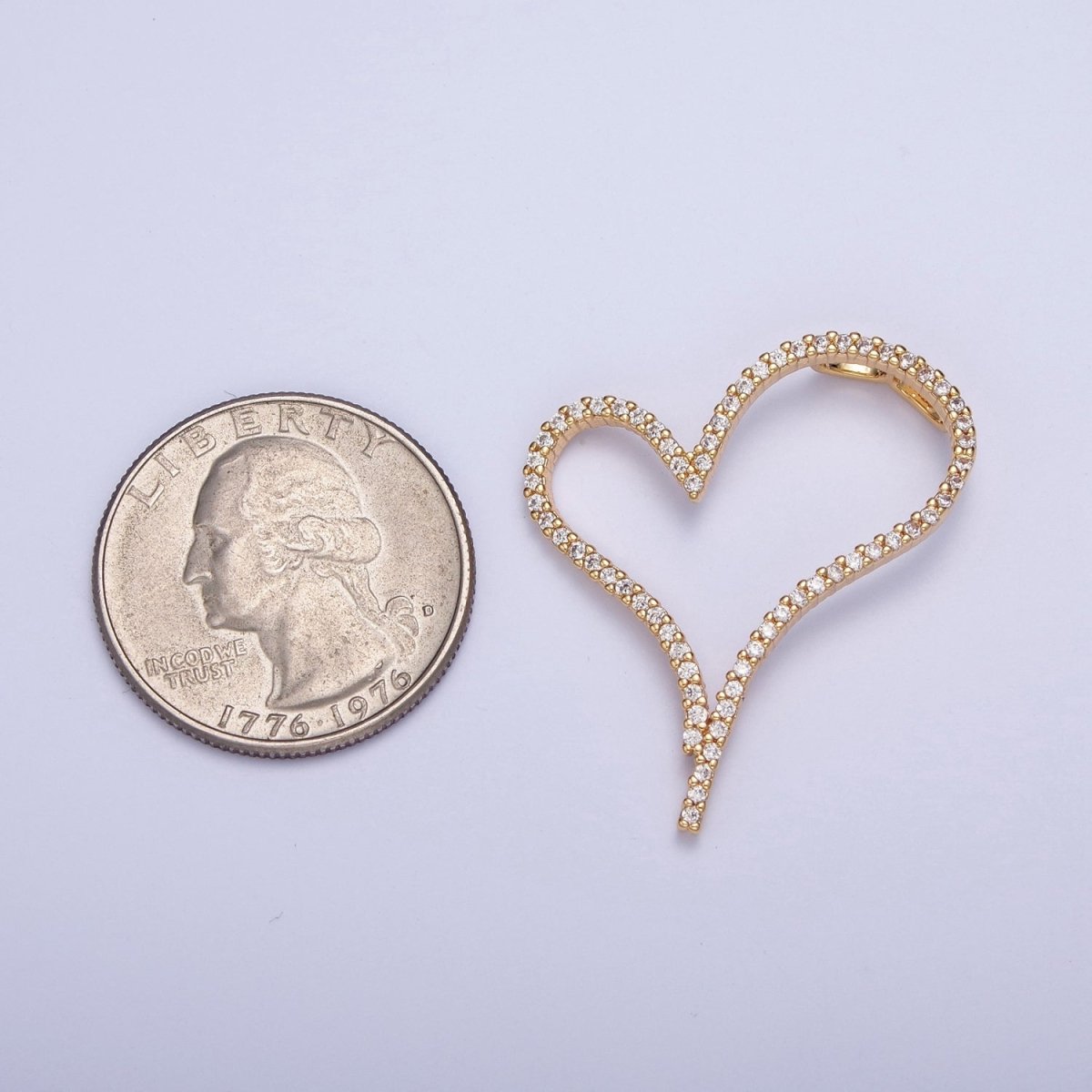 24K Gold Filled Micro Pave Heart Cubic Zirconia CZ Pendant Charm For Jewelry Necklace Making X-437 - DLUXCA