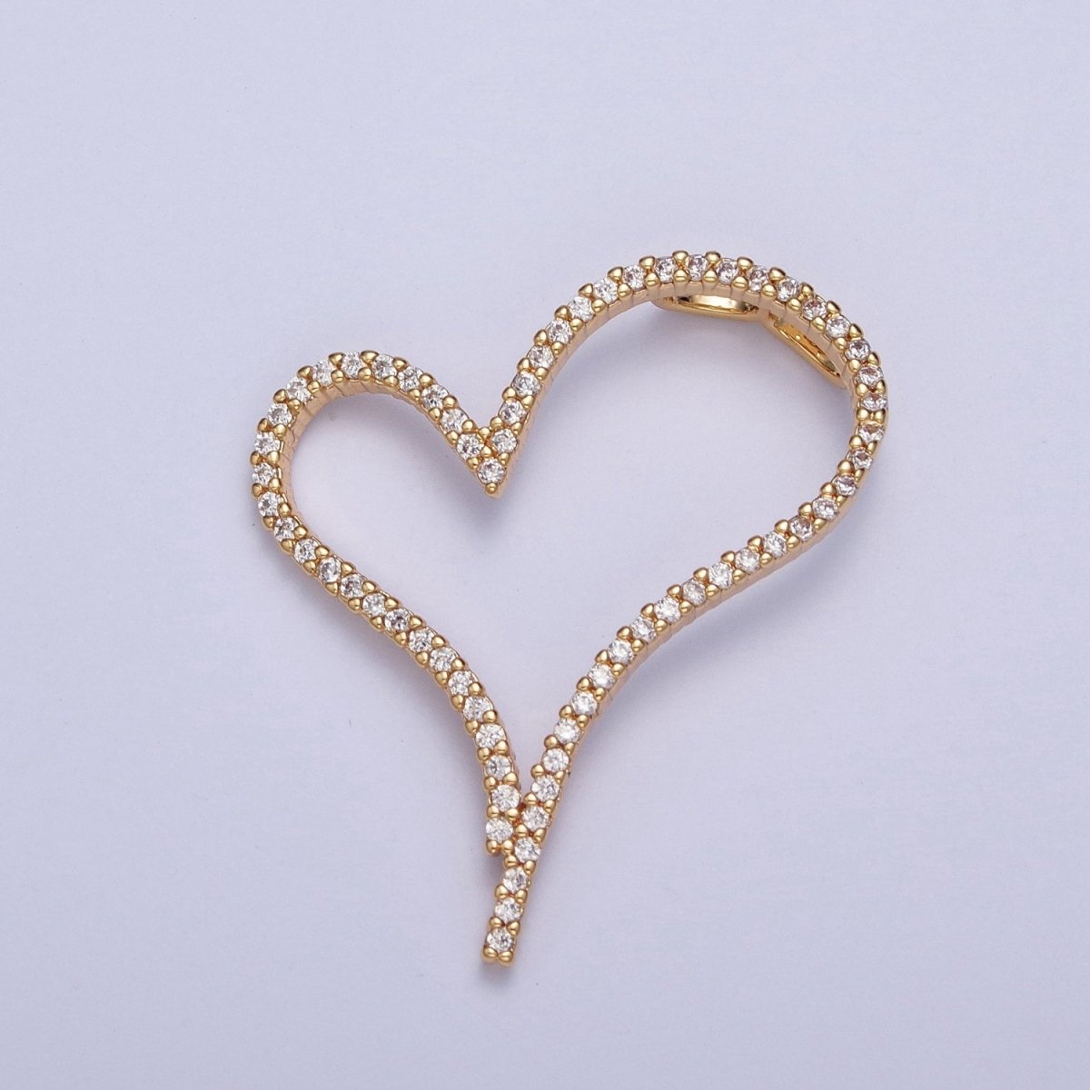 24K Gold Filled Micro Pave Heart Cubic Zirconia CZ Pendant Charm For Jewelry Necklace Making X-437 - DLUXCA