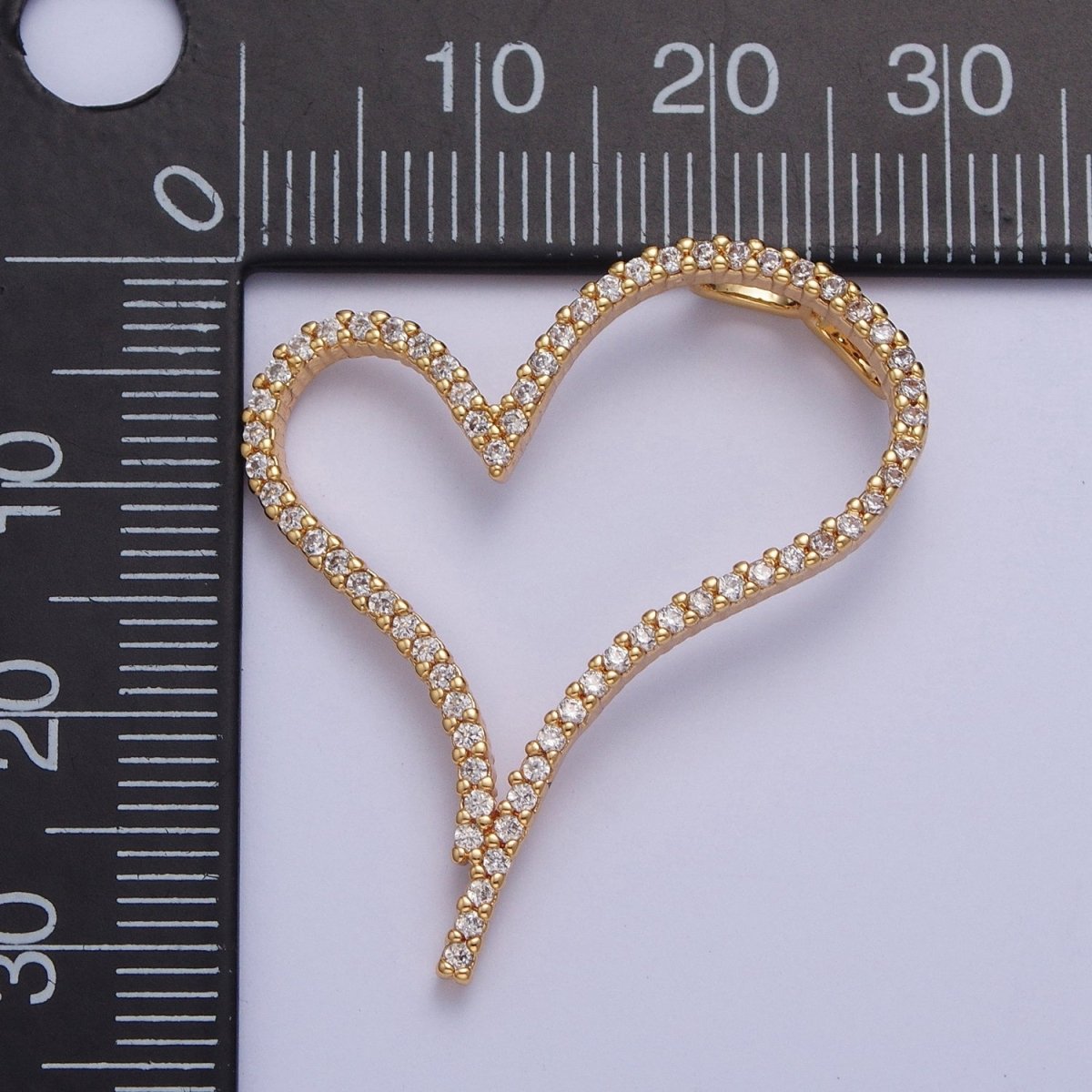 24K Gold Filled Micro Pave Heart Cubic Zirconia CZ Pendant Charm For Jewelry Necklace Making X-437 - DLUXCA