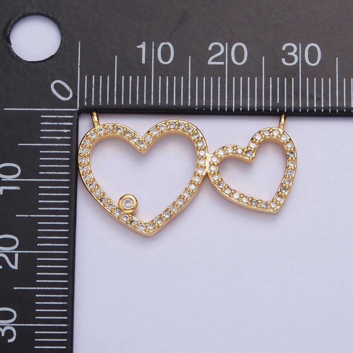 24K Gold Filled Micro Pave Heart Love Connector Charms For Jewelry Making F-488 - DLUXCA