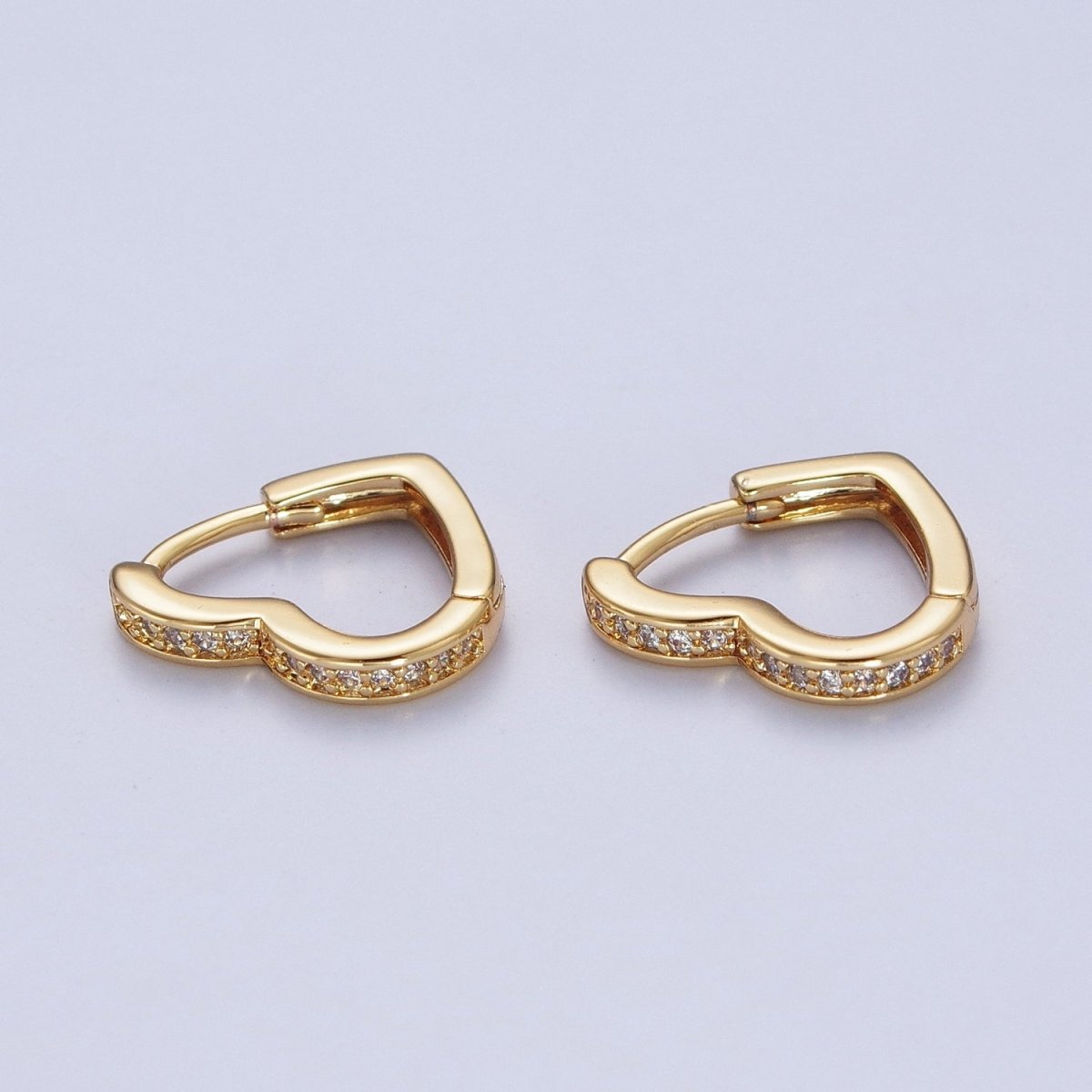 24K Gold Filled Micro Pave Heart Love Huggie Hoop Earrings Jewelry Gift For Valentine | T-027 AD-492