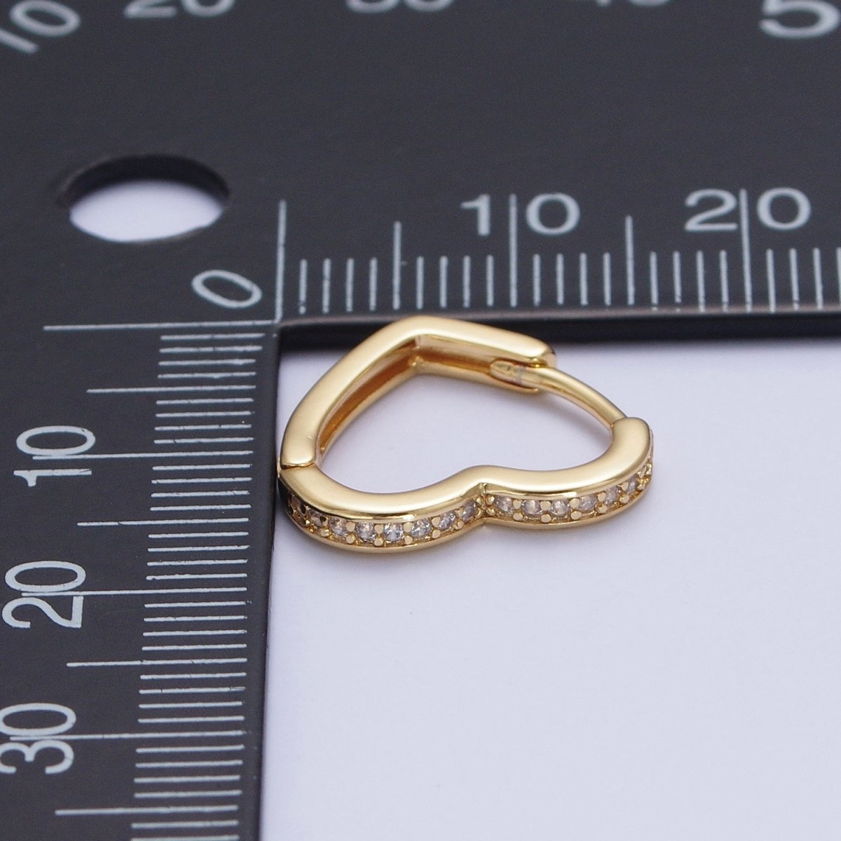 24K Gold Filled Micro Pave Heart Love Huggie Hoop Earrings Jewelry Gift For Valentine | T-027 AD-492