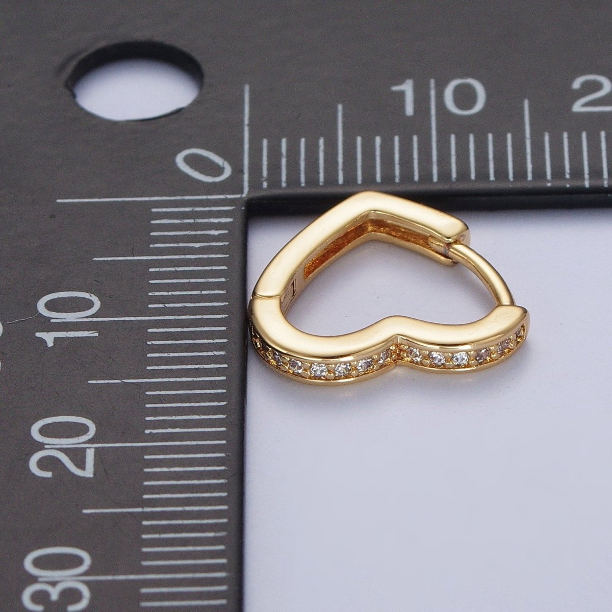 24K Gold Filled Micro Pave Heart Love Huggie Hoop Earrings Jewelry Gift For Valentine | T-027 AD-492