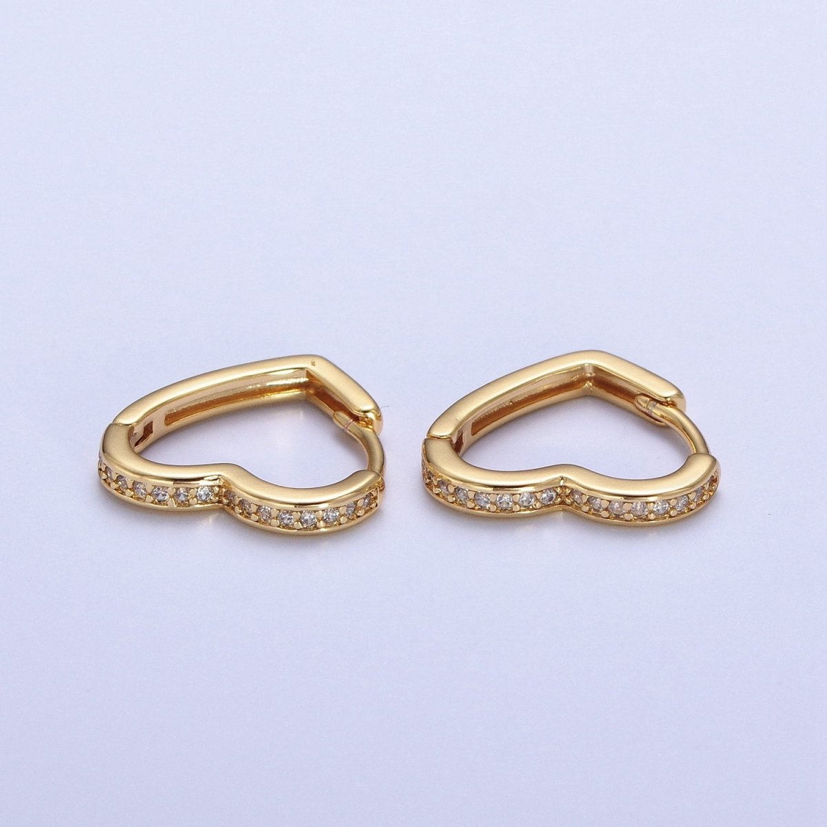 24K Gold Filled Micro Pave Heart Love Huggie Hoop Earrings Jewelry Gift For Valentine | T-027 AD-492