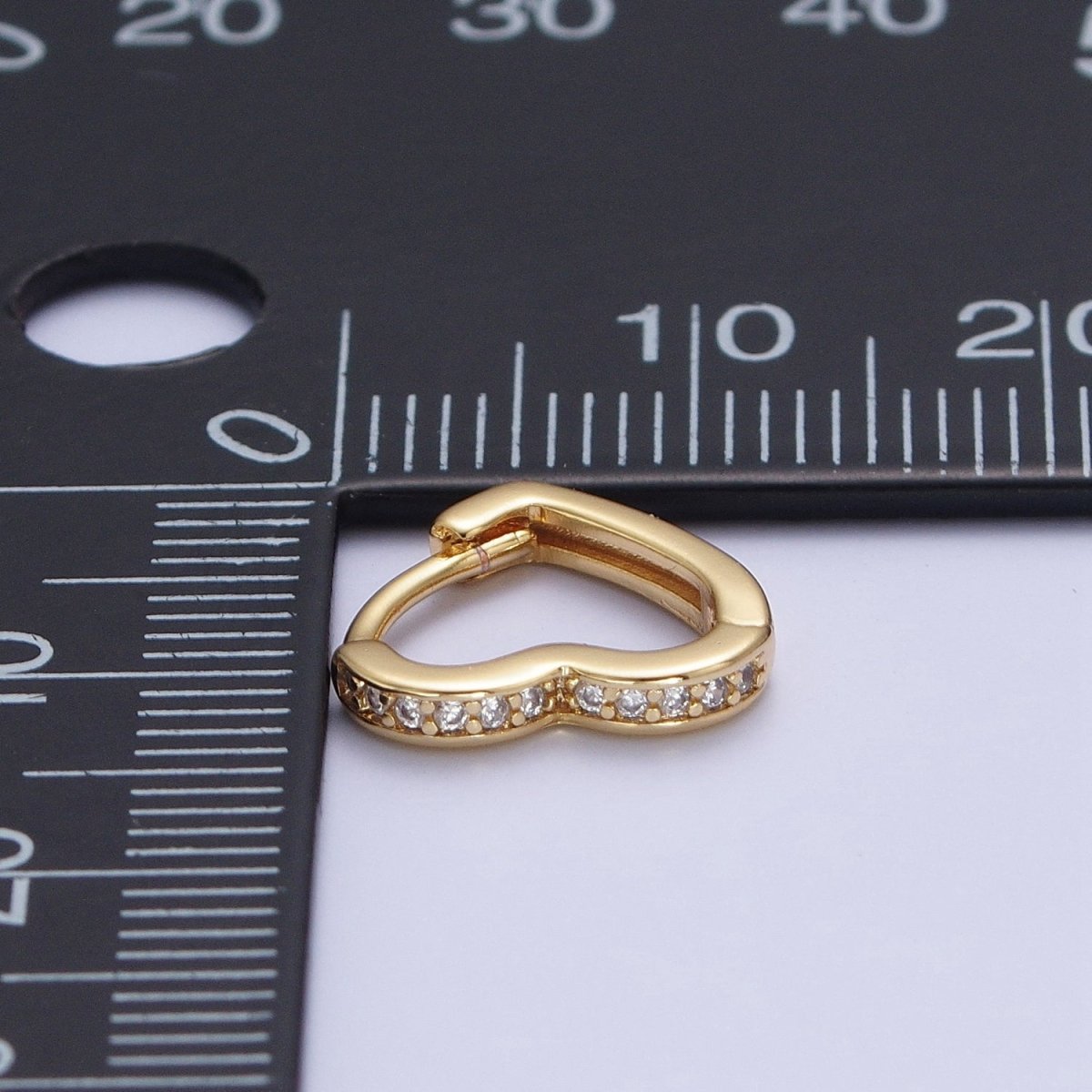 24K Gold Filled Micro Pave Heart Love Huggie Hoop Earrings Jewelry Gift For Valentine | T-027 AD-492