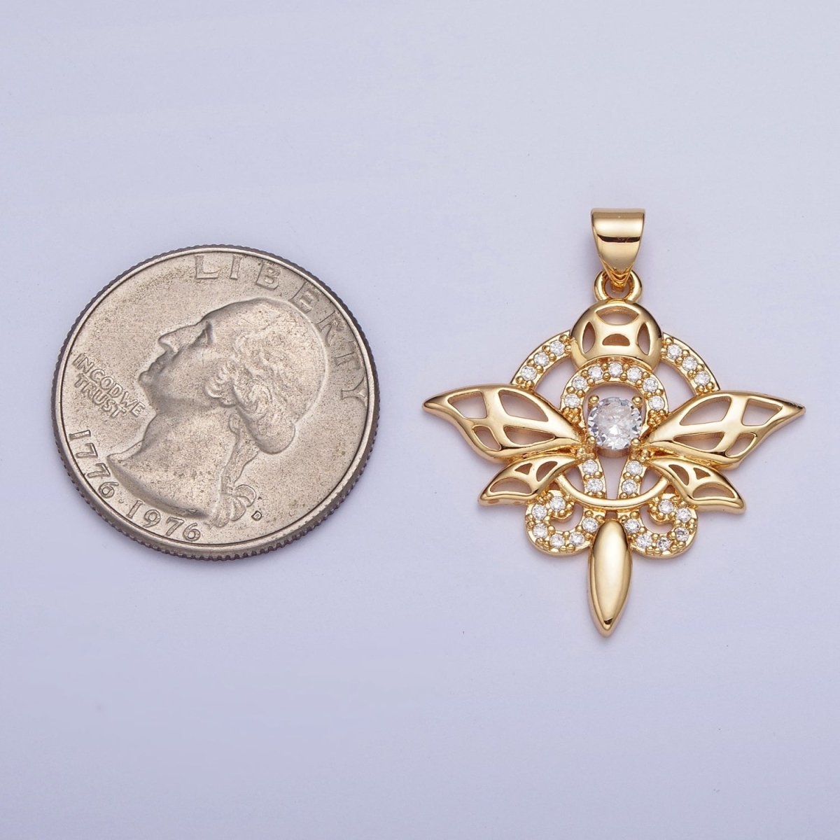 24K Gold Filled Micro Pave Insect Dragonfly Butterfly Pendant For Jewelry Making X-442 - DLUXCA