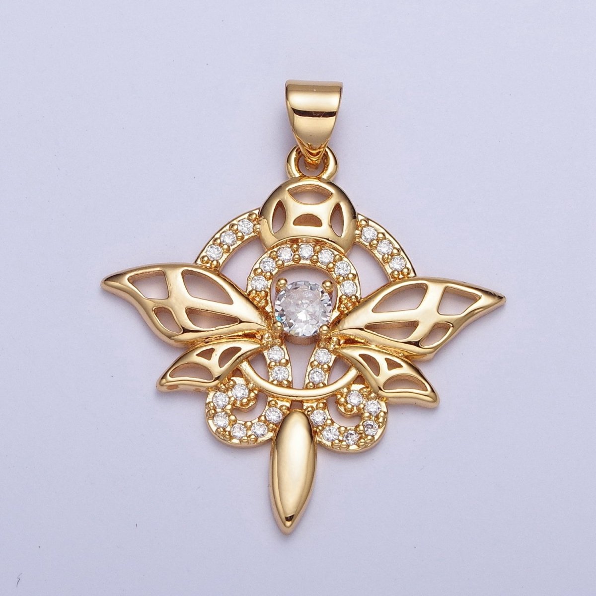 24K Gold Filled Micro Pave Insect Dragonfly Butterfly Pendant For Jewelry Making X-442 - DLUXCA