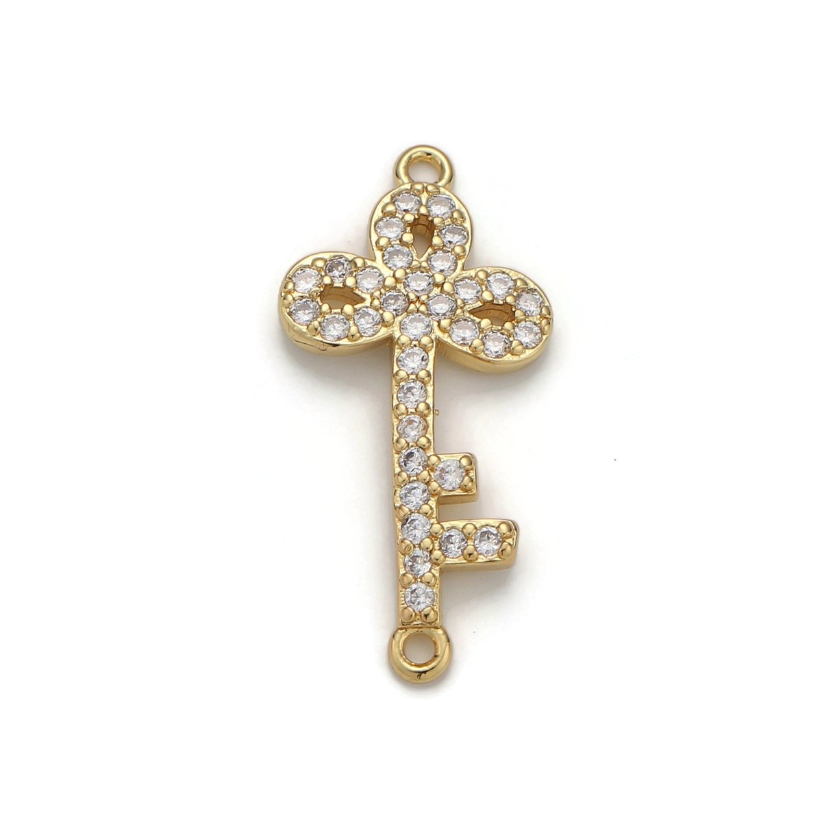 24k Gold Filled Micro Pave Key Charm, Cubic Zirconia Key Pendant Charm, Gold Filled Charm, For DIY Jewelry D-034 - DLUXCA