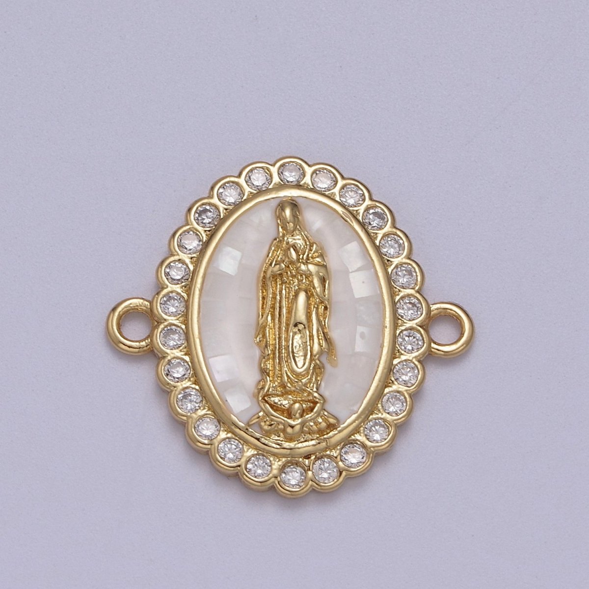 24k Gold Filled Micro Pave Lady Guadalupe Charm Connector, CZ Pave Virgin Mary Charm For Necklace, Bracelet Jewelry Making Y-460 - Y-469