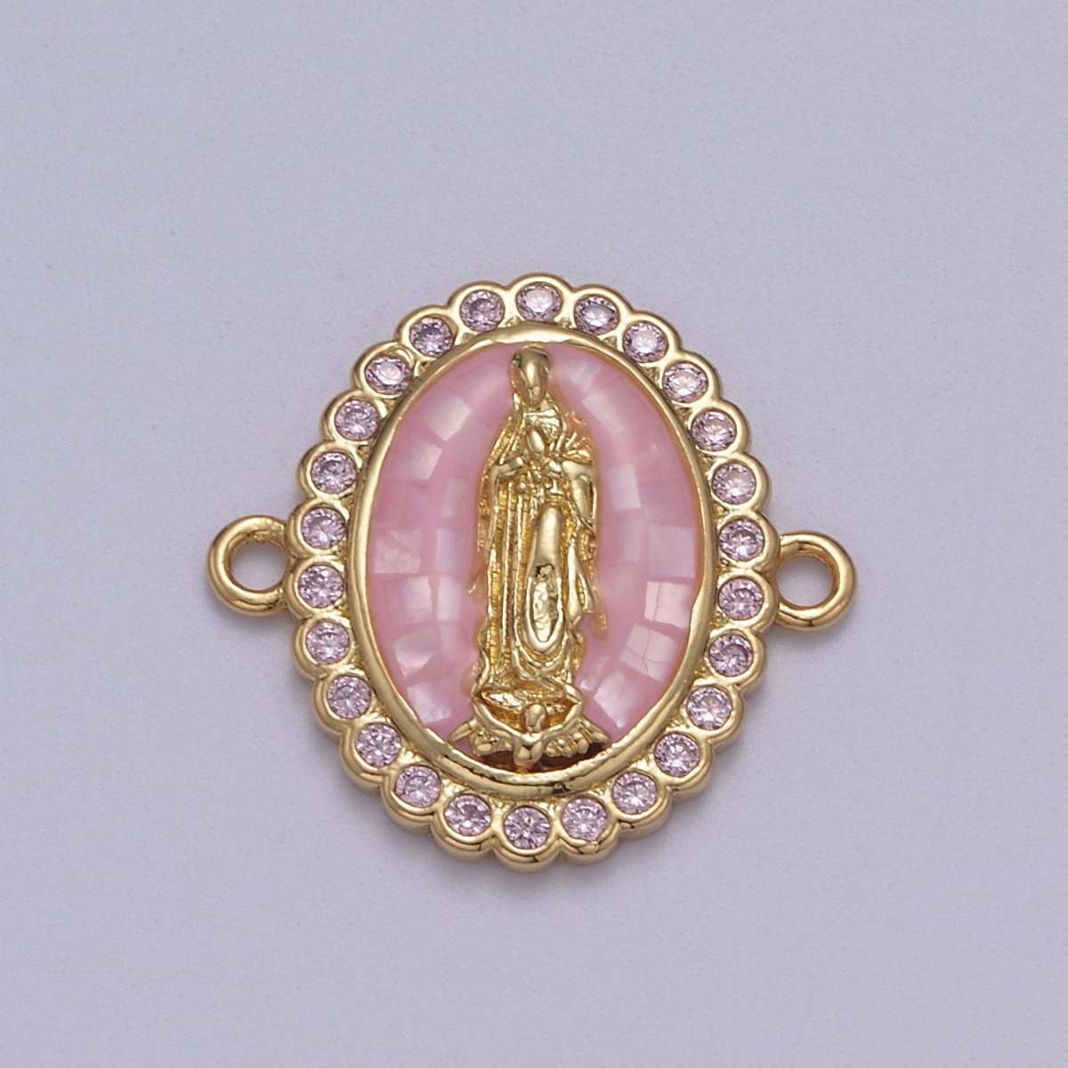24k Gold Filled Micro Pave Lady Guadalupe Charm Connector, CZ Pave Virgin Mary Charm For Necklace, Bracelet Jewelry Making Y-460 - Y-469