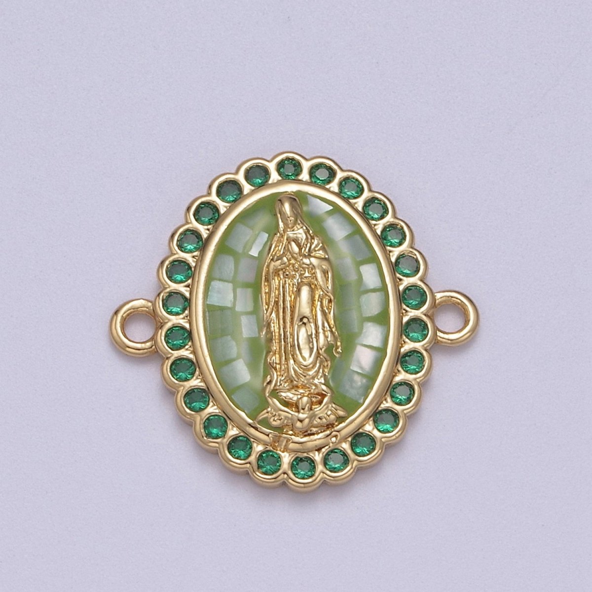 24k Gold Filled Micro Pave Lady Guadalupe Charm Connector, CZ Pave Virgin Mary Charm For Necklace, Bracelet Jewelry Making Y-460 - Y-469